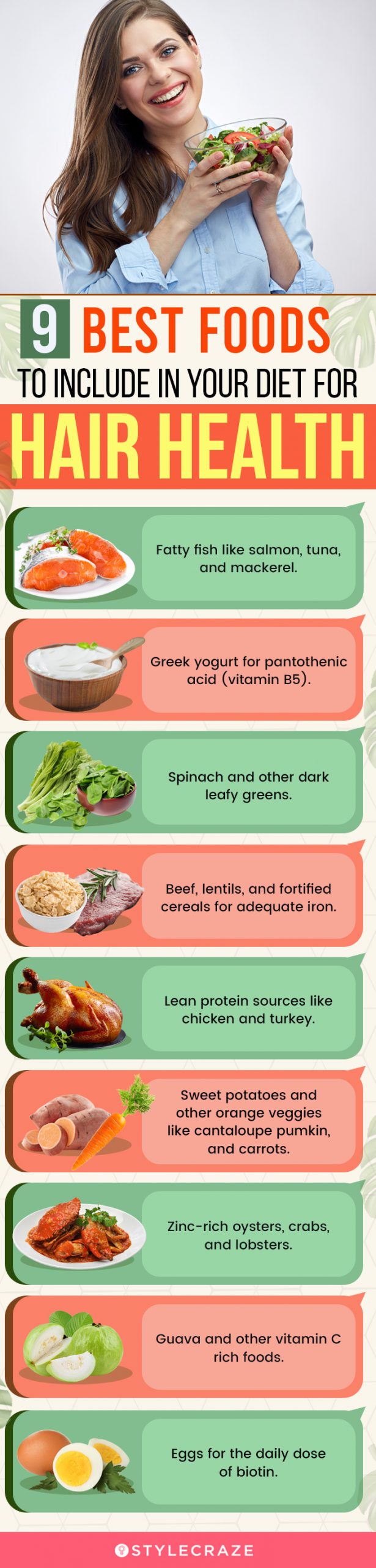 9 best foods to include in your diet for hair health (infographic)