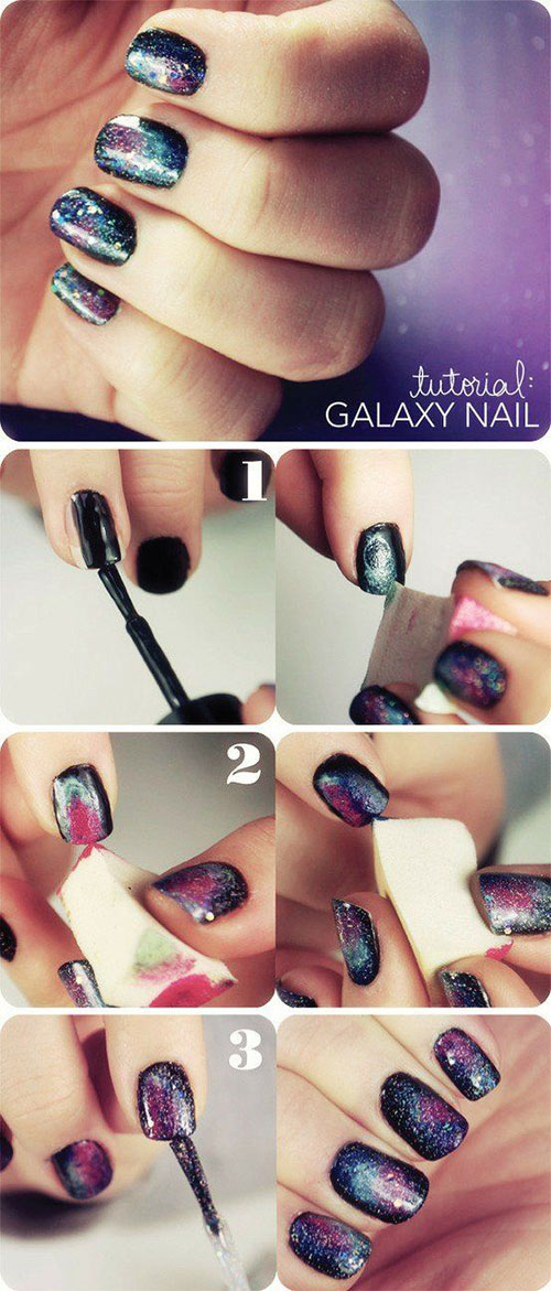 Galaxy nail art design tutorial