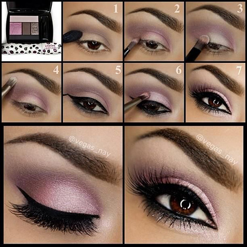 Pink and gray smokey eye makeup tutorial